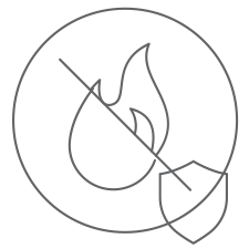 Fire and water drop icon representing fire and water resistance